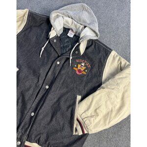 Disney Mickey Mouse Varsity Jacket With Hoodie M 2022 Denim & Quilted Lining